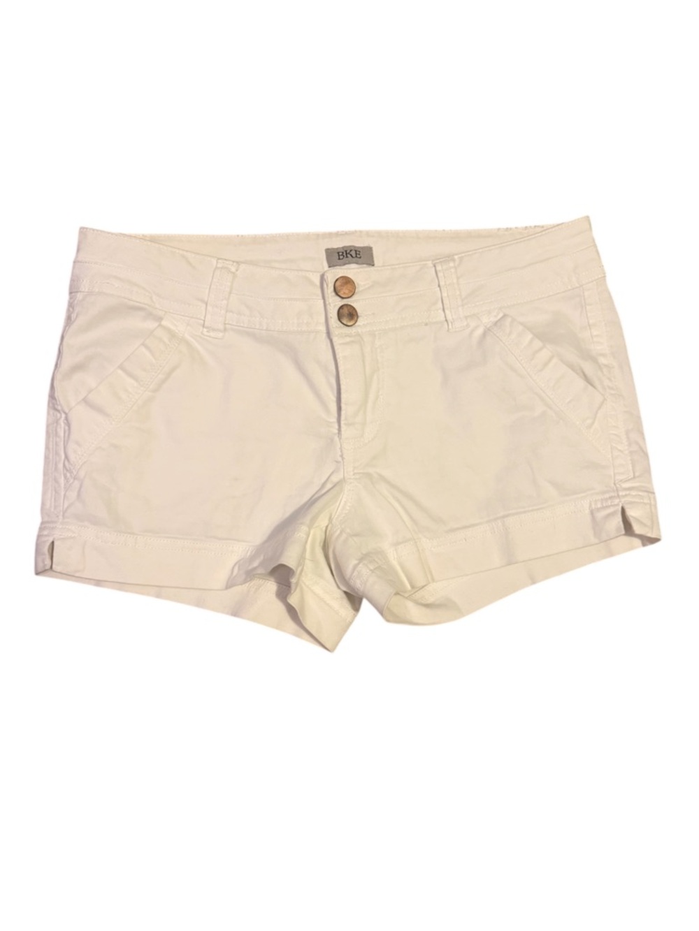 BKE Women's White Cotton Casual Shorts